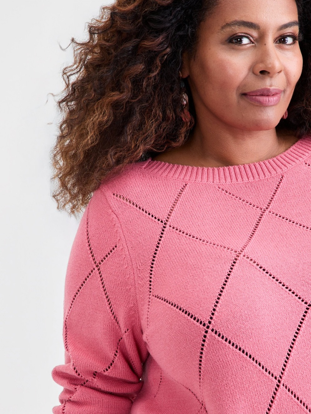 Classic Pointelle Pink Boat-Neck Sweater Preppy Classic NWT - Picture 3 of 8